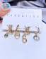 Fashion Gold Color Copper Inlaid Zirconium Pig Nose Chain Geometric Ear Ring Set