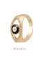 Fashion Yellow Copper Inlaid Zirconium Drip Oil Eye Ring