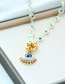 Fashion Blue Copper Drop Oil Round Buckle Necklace
