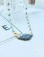 Fashion Blue Copper Inlaid Zirconium Oil Drop Eye Necklace