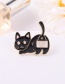 Fashion Black Alloy Paint Cat Backpack Brooch