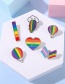 Fashion 5# Alloy Paint Rainbow Hot Air Balloon Flag Badge