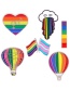 Fashion 5# Alloy Paint Rainbow Hot Air Balloon Flag Badge