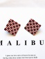 Fashion 6# Geometric Acrylic Checkerboard Print Square Stud Earrings