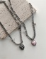 Fashion Black And White Titanium Steel Checkerboard Love Necklace