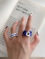 Fashion Blue Irregular Drip Glaze Open Ring