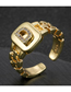 Fashion Gold Coloren V Copper Strap 26 Letters Open Ring
