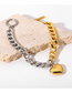 Fashion Gold Color Stainless Steel Gold-plated Semi-steel Color Cuban Chain Stitching Heart-shaped Bracelet