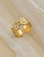 Fashion Gold Color Stainless Steel Diamond Small Flower Open Ring