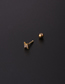 Fashion Golden 3# Titanium Steel Inlaid Zirconium Thick Rod Geometric Piercing Earrings (1pcs)