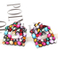 Fashion Color Mixing Alloy Geometric Square Hollow Diamond Earrings