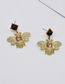 Fashion Gold Alloy Diamond Bee Stud Earrings