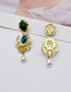 Fashion Gold Metal Flower Gem Geometry Earrings