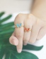 Fashion Blue Copper Drip Oil Butterfly Ring