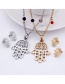 Fashion Steel Color Stainless Steel Diamond Palm Necklace And Earring Set