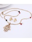 Fashion Steel Color Stainless Steel Diamond Palm Necklace And Earring Set