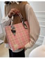 Fashion Pink Plaid Silk Scarf Portable Messenger Bag