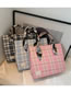 Fashion Pink Plaid Silk Scarf Portable Messenger Bag