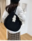 Fashion Black Large-capacity Patch Pocket Shoulder Bag