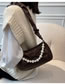 Fashion Brown Pearl Portable Pleated Diagonal Bag