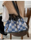 Fashion Blue Large-capacity Check Beam Shoulder Bag