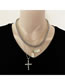 Fashion Letter Tag Copper Inlaid Zirconium Tag Cross Letter Necklace