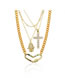 Fashion 2gold-plated Copper Bead Chain Titanium Steel Gold Plated Eye Palm Cross Love Necklace