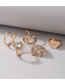 Fashion Gold Alloy Diamond Flower Geometric Twisting Ring Set