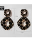 Fashion Black Square Leopard Geometric Stud Earrings
