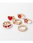 Fashion Gold Alloy Drop Oil Love Five-pointed Star Geometric Ring Set