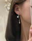 Fashion Long Alloy Diamond Pearl Tassel Earrings