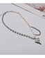 Fashion Silver Alloy Diamond Pearl Chain Splicing Necklace