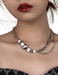 Fashion Silver Stainless Steel Love Pearl Stitching Necklace