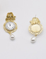 Fashion Gold Rose Clock And Pearl Earrings