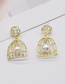 Fashion Gold Alloy Hollow Birdcage Hanging Bead Earrings