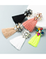 Fashion Black Alloy Diamond Flower Long Tassel Earrings