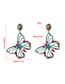 Fashion Green Color Alloy Diamond Hollow Butterfly Stud Earrings