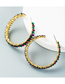 Fashion White Alloy C-shaped Earrings With Colored Diamonds