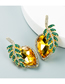 Fashion Yellow Alloy Drop Diamond Leaf And Fruit Earrings
