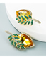 Fashion Yellow Alloy Drop Diamond Leaf And Fruit Earrings