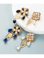 Fashion Purple Alloy Diamond Pearl Flower Tassel Earrings