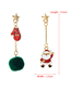 Fashion Snowman Christmas Tree Alloy Santa Claus Christmas Tree Hair Ball Asymmetrical Earrings