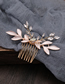 Fashion Gold Alloy Diamond Leaf Geometric Hair Comb