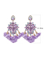 Fashion Solid Blue Flower Tassel Fancy Diamond Geometric Earrings