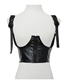 Fashion Black Synthetic Faux Leather Waist Vest