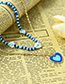 Fashion Blue Alloy Rice Beads Beaded Love Necklace Set