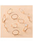 Fashion Gold Set Of 10 Alloy Circle Geometric Rings