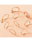 Fashion Gold Alloy Diamond Disc Threaded Ring Set 9 Pcs