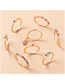 Fashion Gold Set Of 8 Alloy Color Diamond Geometric Rings
