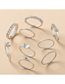 Fashion Silver Alloy Diamond Letter Butterfly Ring Set 9